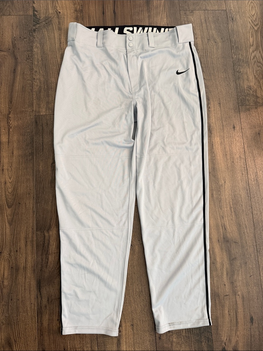 Nike Men's White Baseball Pants with Black Side Stripe